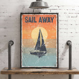 a picture of a sail boat on a wall
