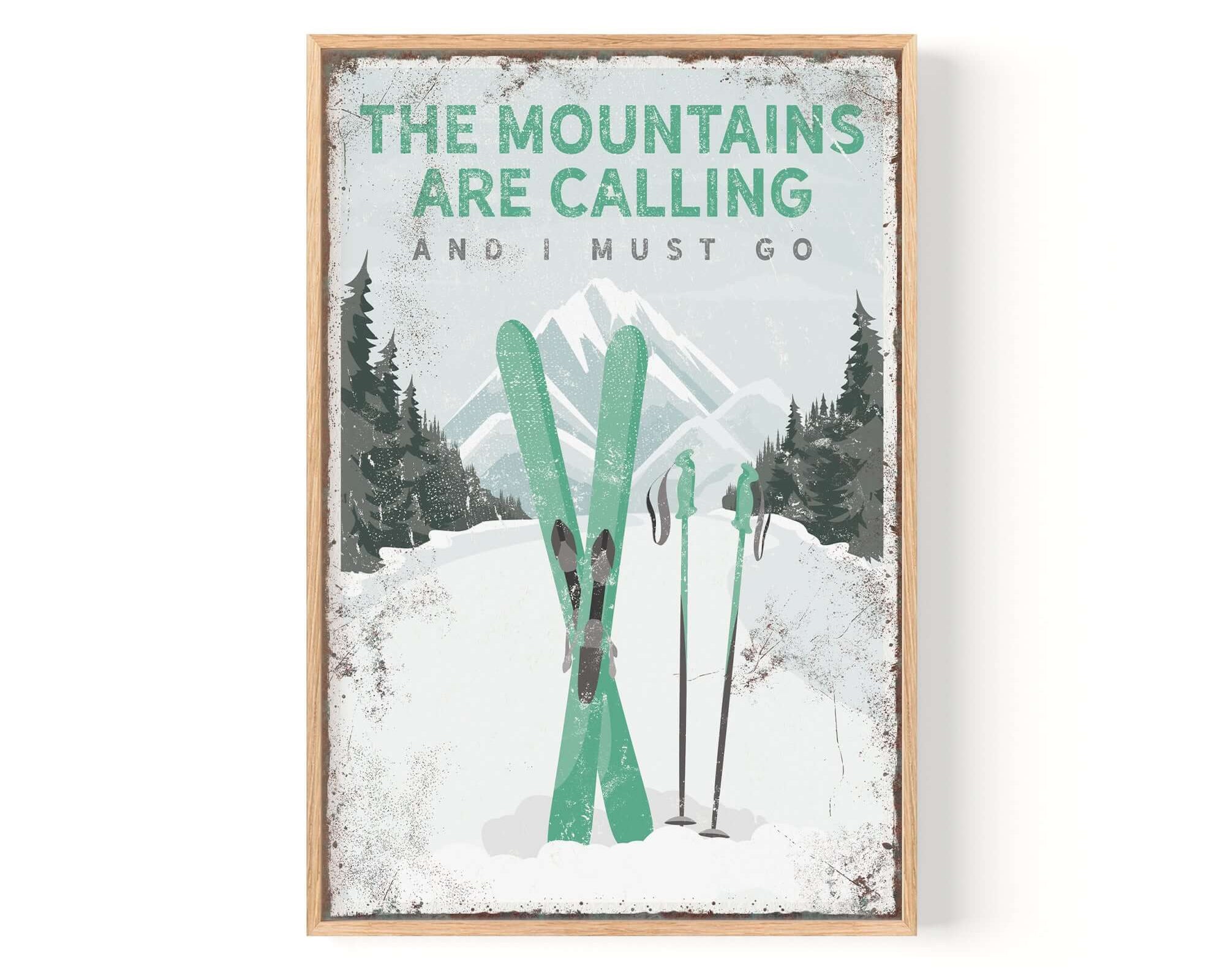 a poster of a pair of skis in the snow
