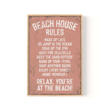 a sign that says beach house rules on it