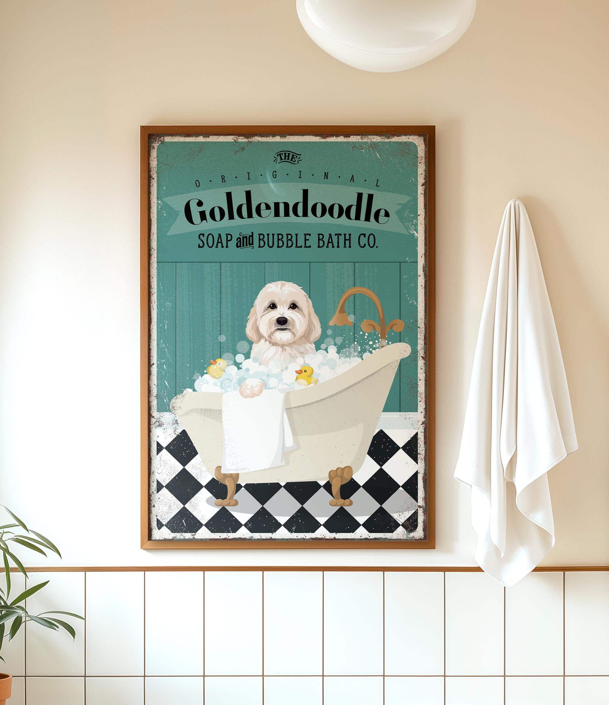 a picture of a dog taking a bath in a tub