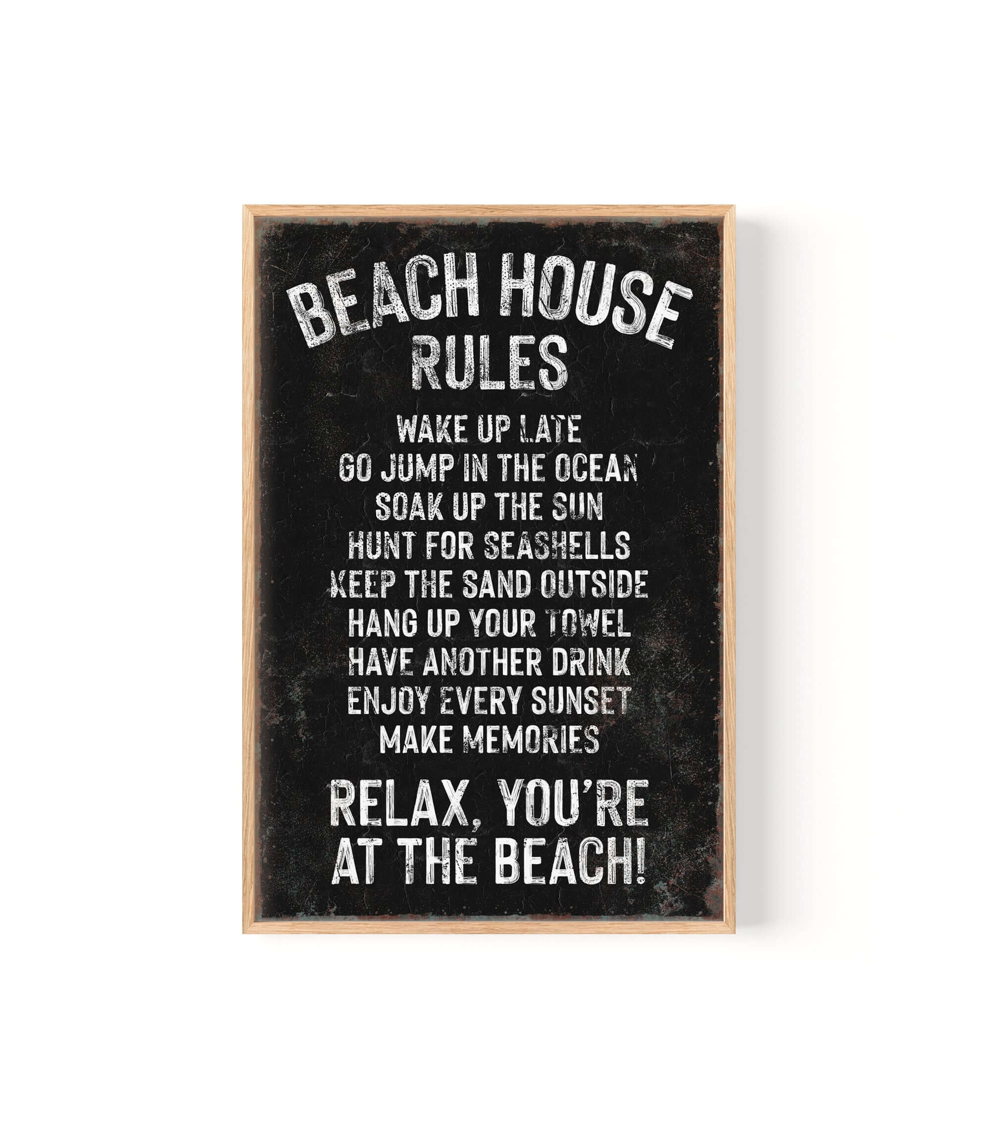 a black and white sign that says beach house rules