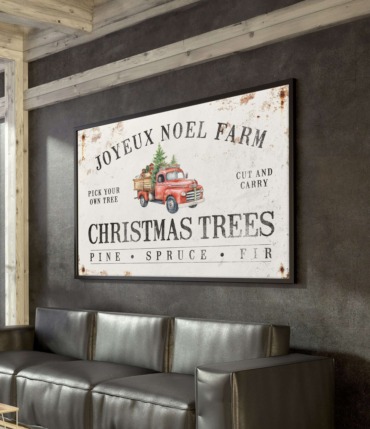 a sign hanging on the wall of a restaurant