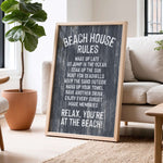 a beach house sign that provides rules for guests to follow while staying at the beach.