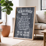 a beach house sign that provides rules for guests to follow while staying at the beach.