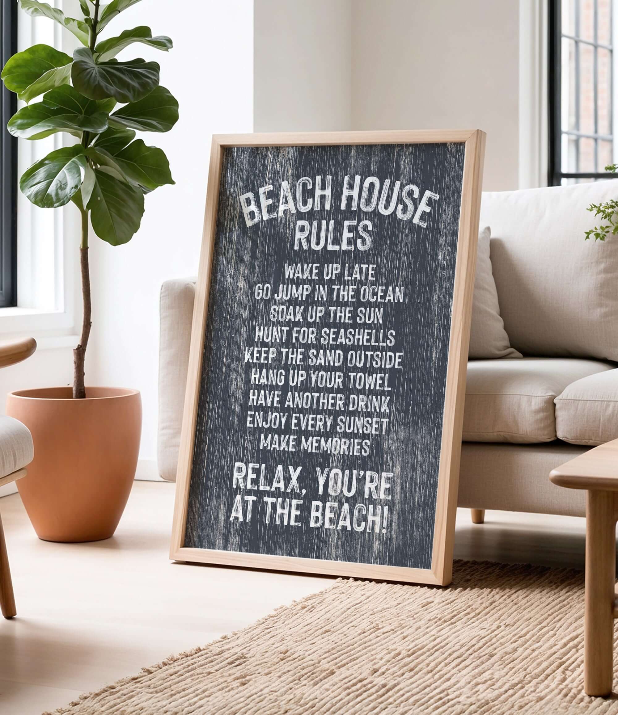 a beach house sign that provides rules for guests to follow while staying at the beach.