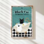 a black cat is sitting in a bathtub