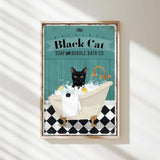 a black cat is sitting in a bathtub