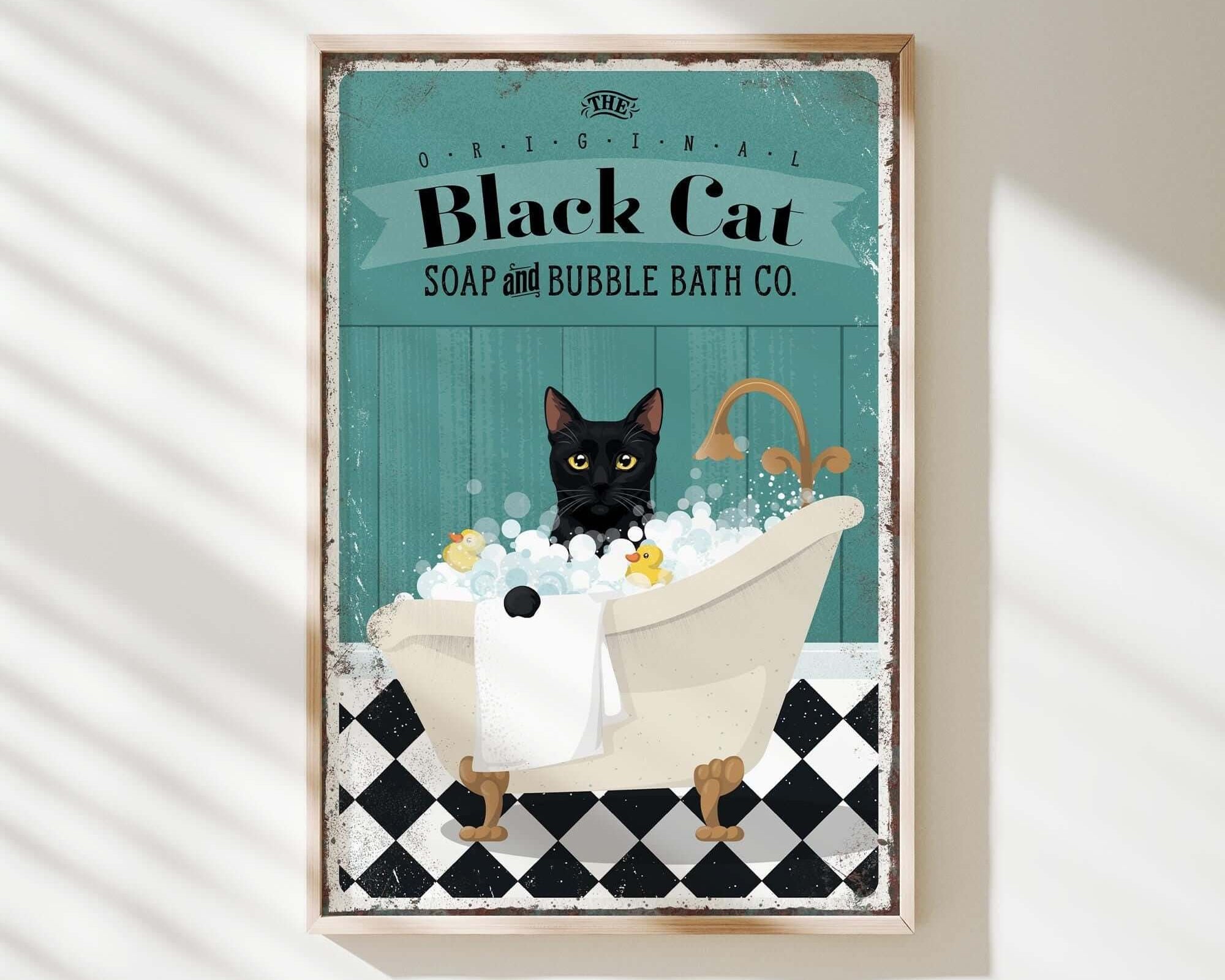 a black cat is sitting in a bathtub