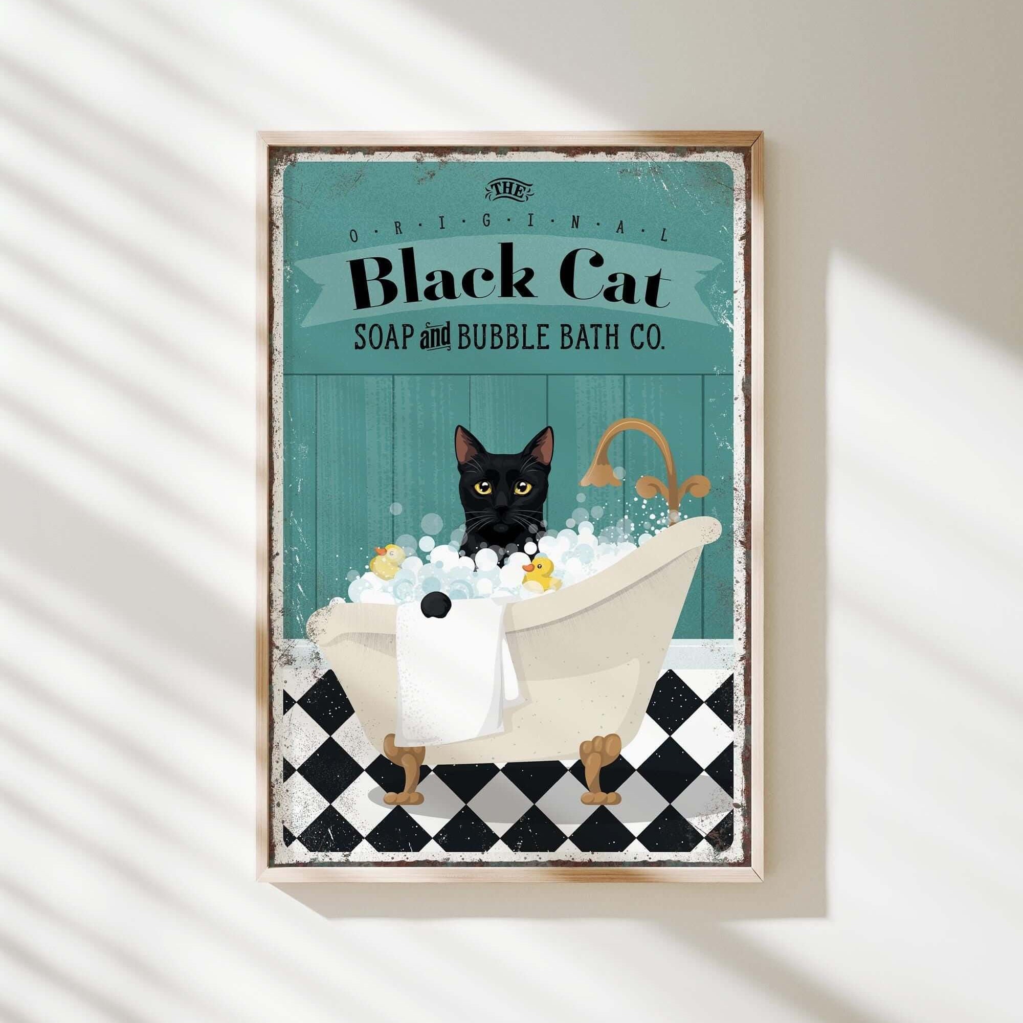 a black cat is sitting in a bathtub