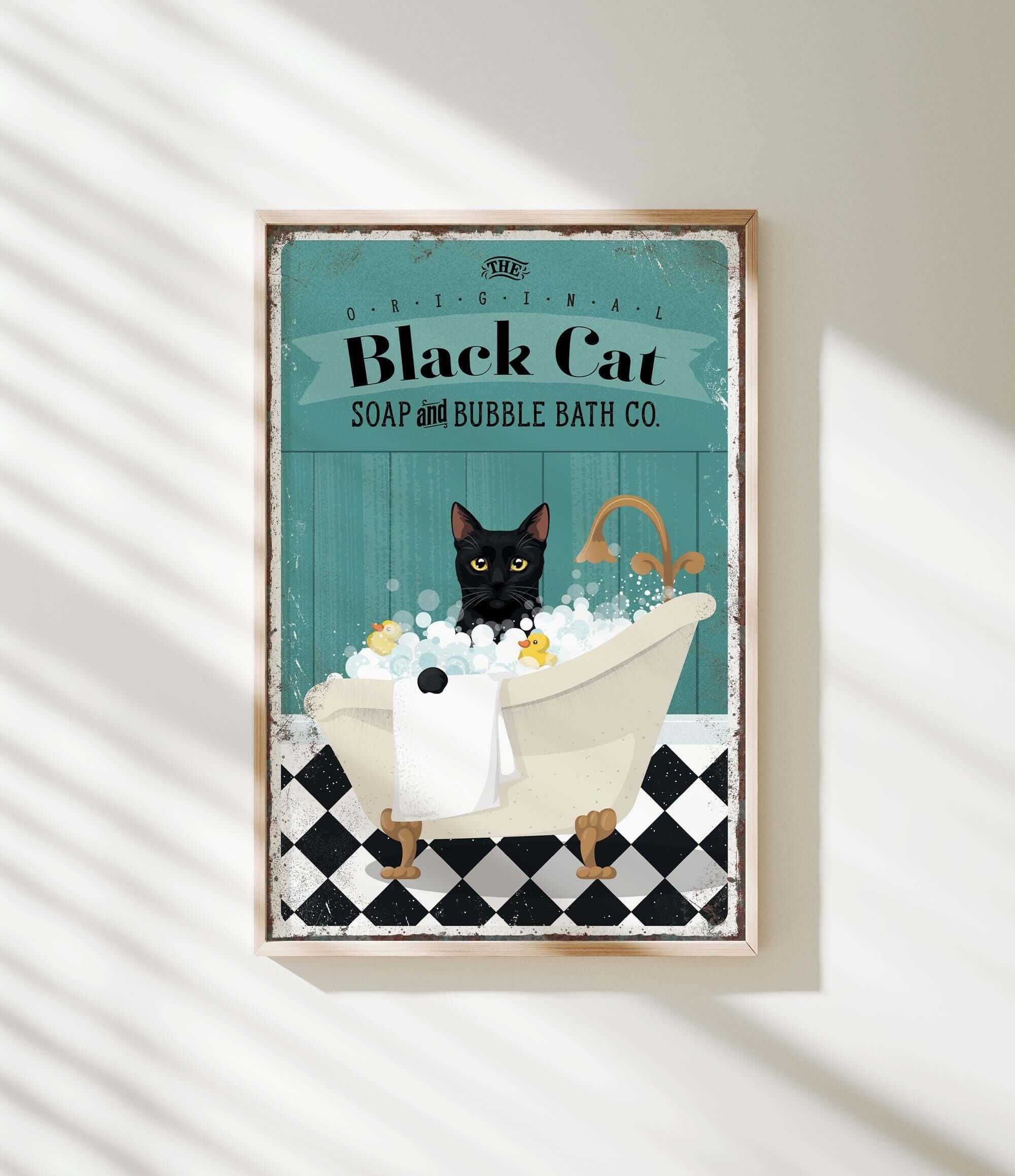 a black cat is sitting in a bathtub