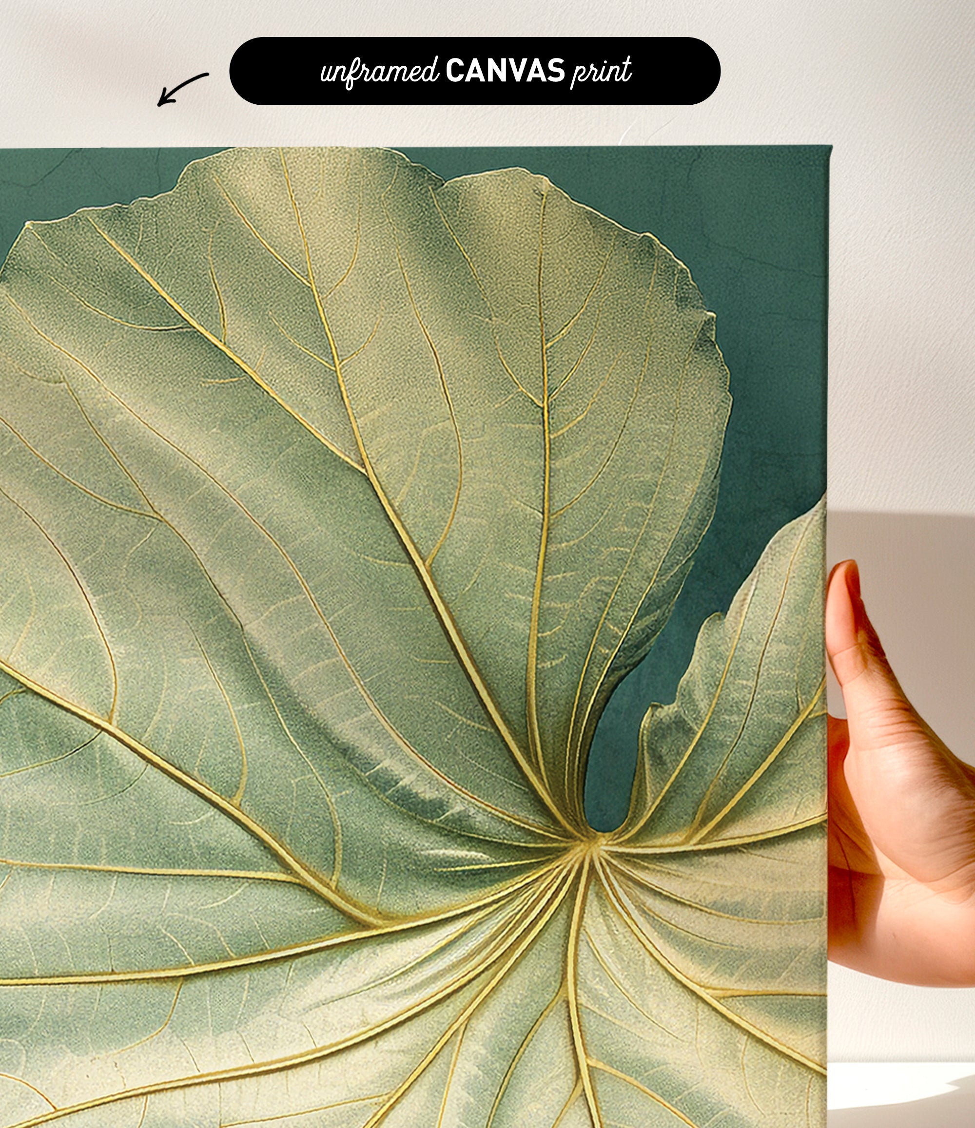 a close-up view of a large, intricate leaf with a textured surface and a vibrant green color.