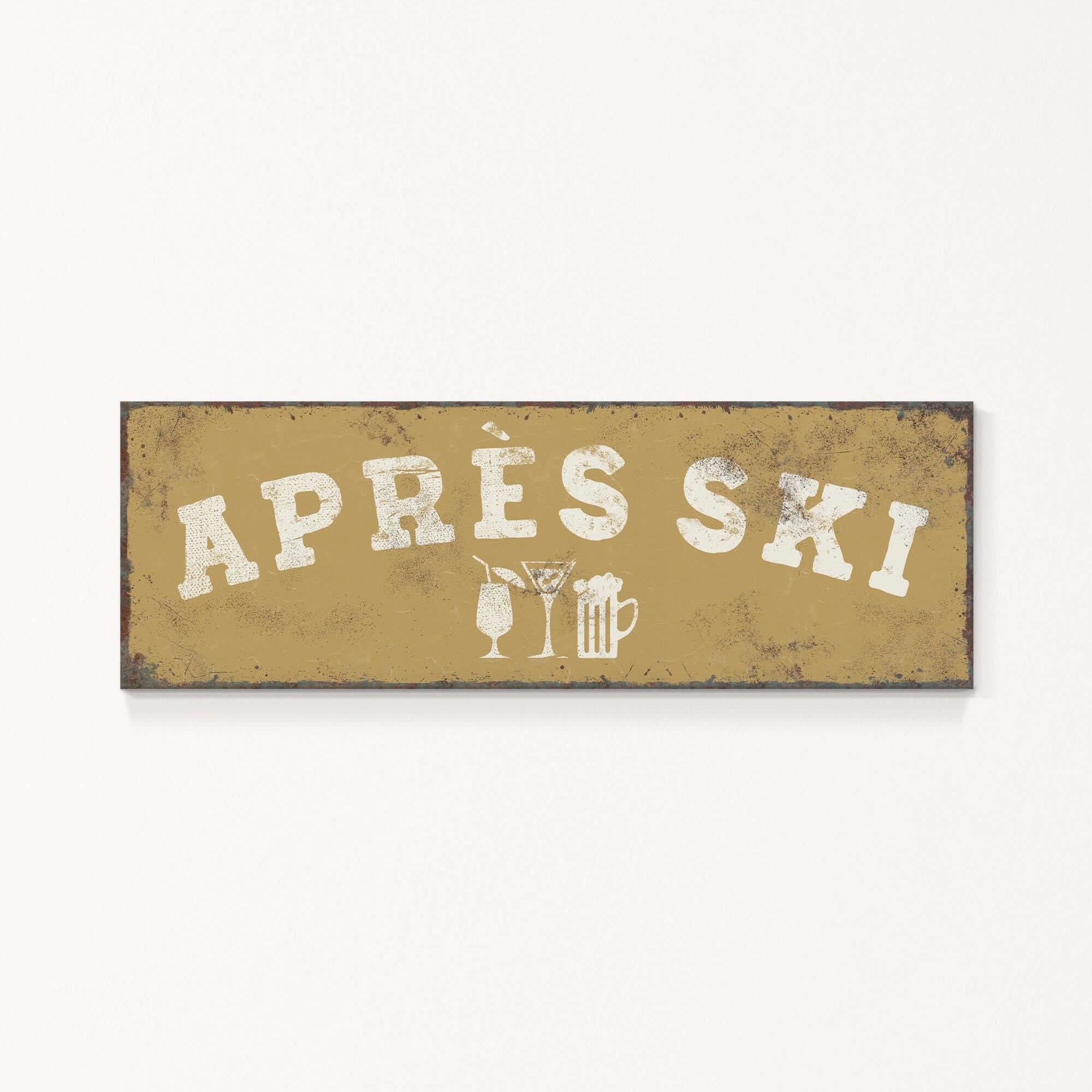 A rectangular sign with the text "APRÈS SKI" in white letters.