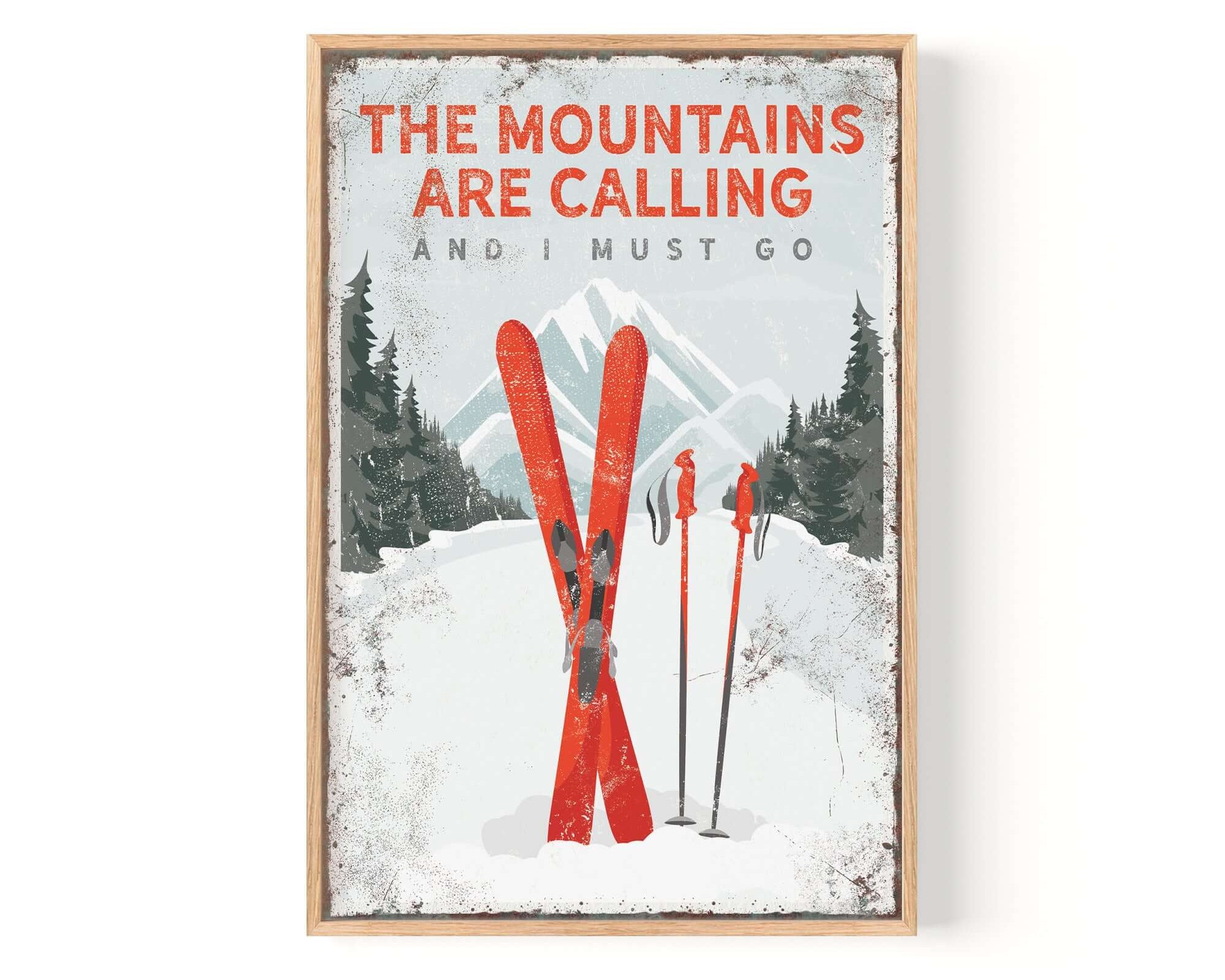 a poster of a pair of skis in the snow