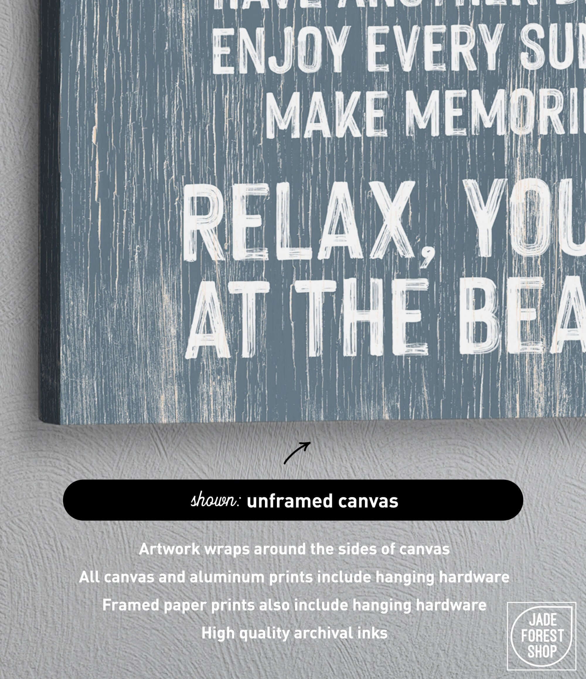 Close-up of the Beach House Rules Sign, painted wood in harbor blue, featuring white beach-themed text—ideal coastal wall art or decor accent for your beach house.