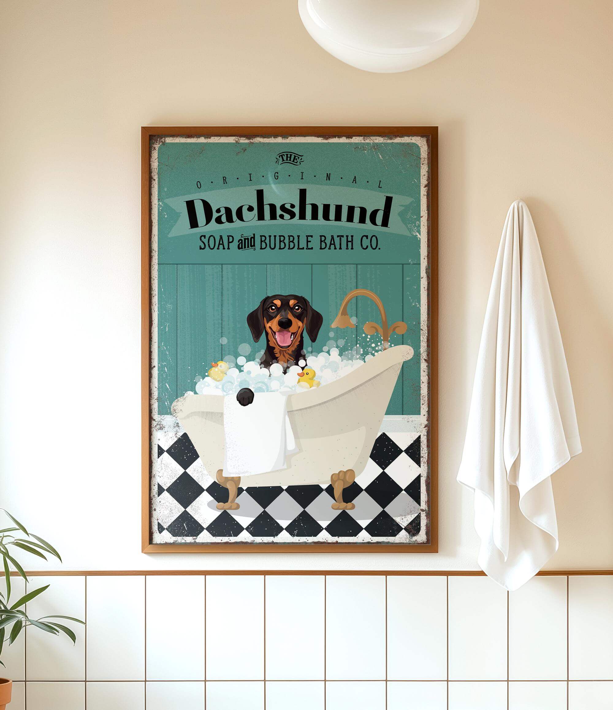 a picture of a dog taking a bath in a tub