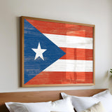 a painting of the state of texas on a wall above a bed