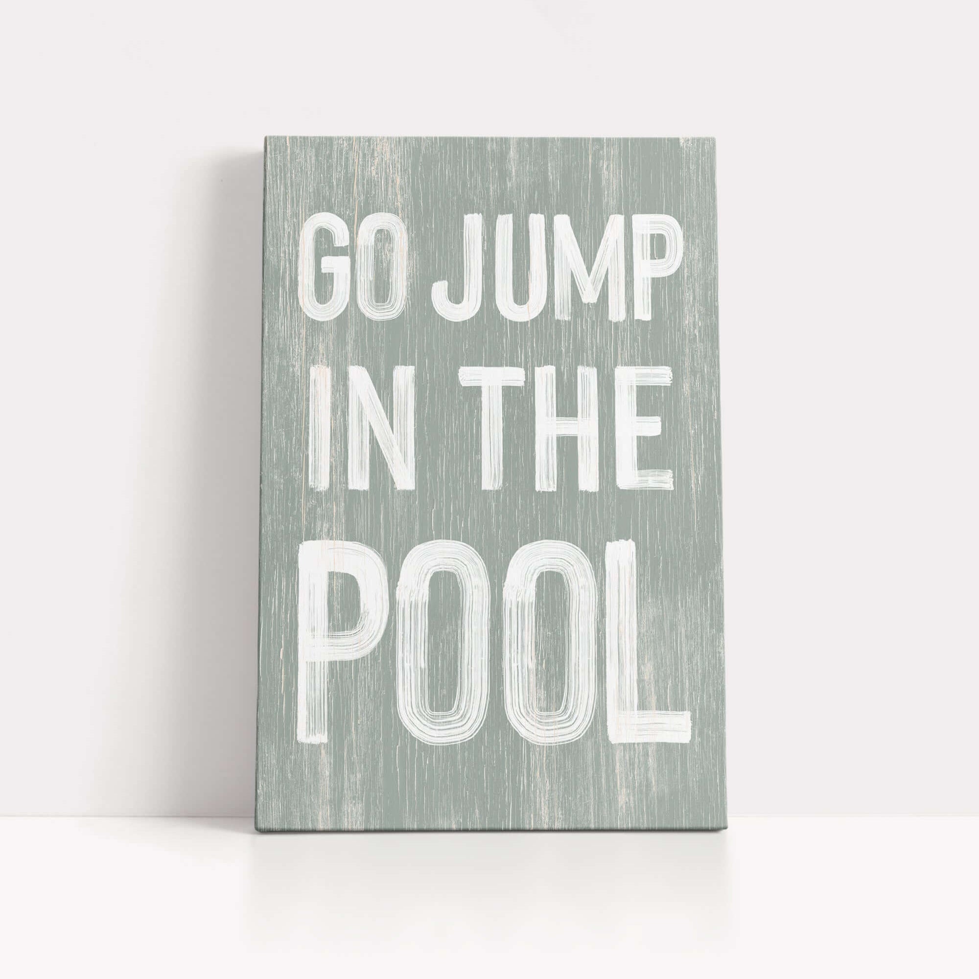 a sign that says go jump in the pool