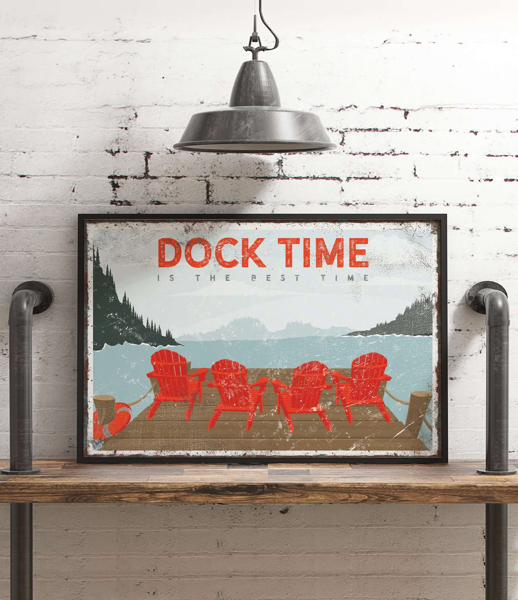 Dock Time Sign - Jade Forest Shop Vintage Red Decor