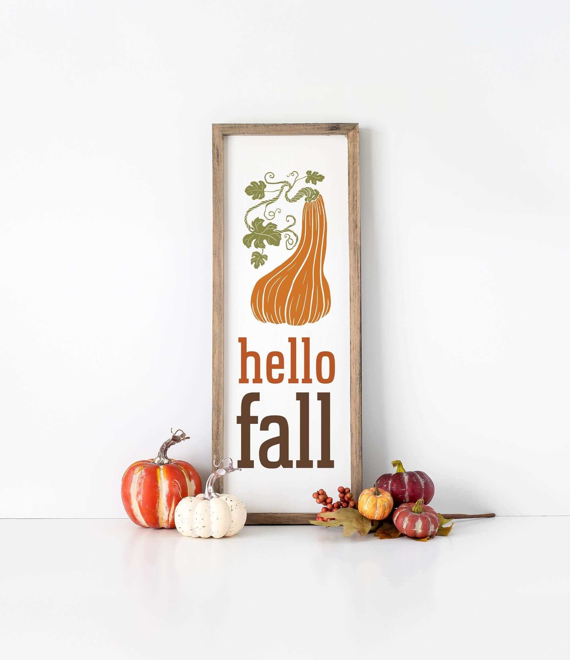 a picture of a sign that says hello fall