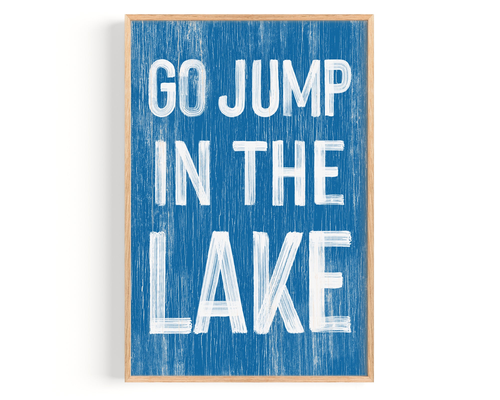 a blue sign that says go jump in the lake