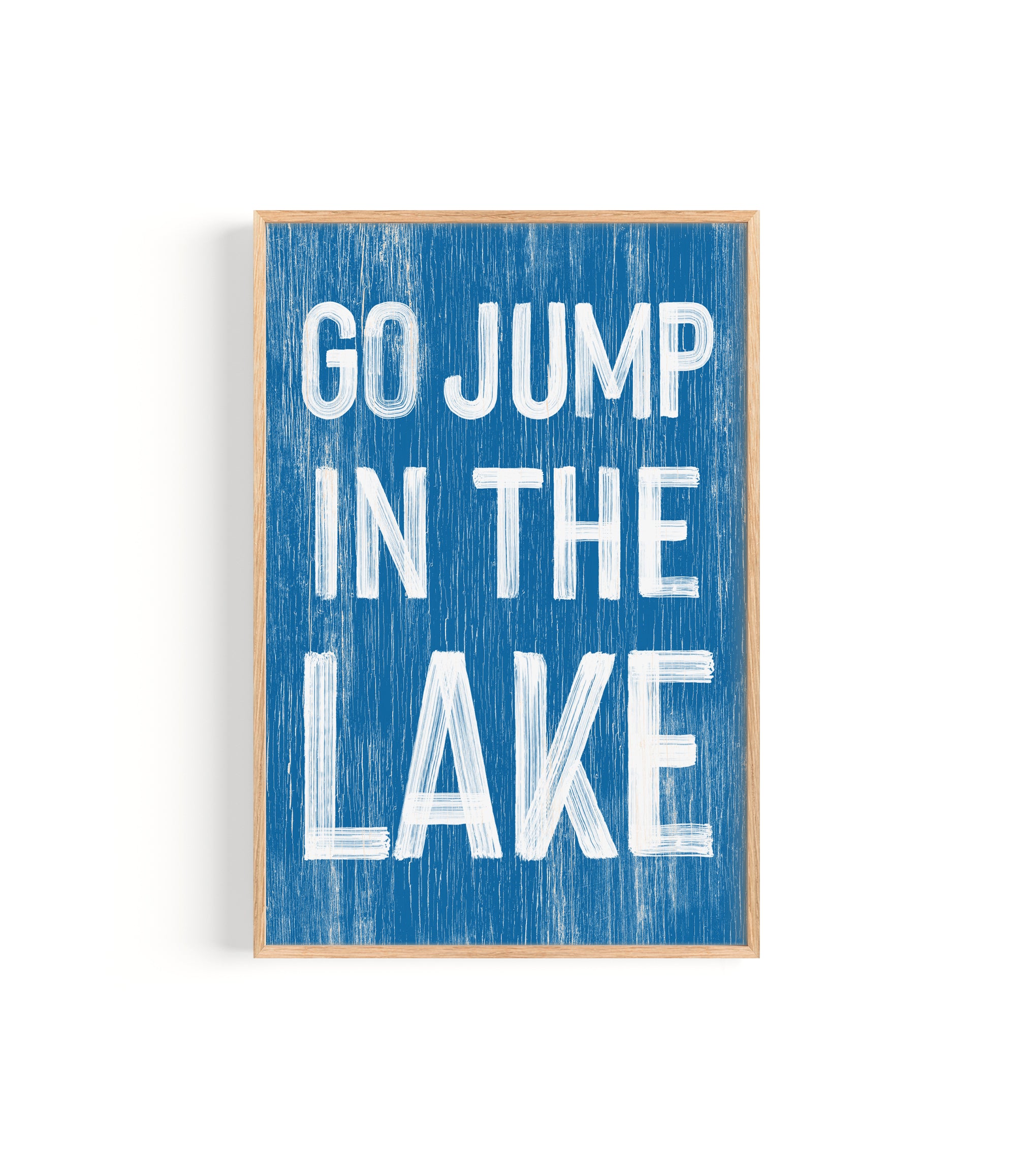 a blue sign that says go jump in the lake