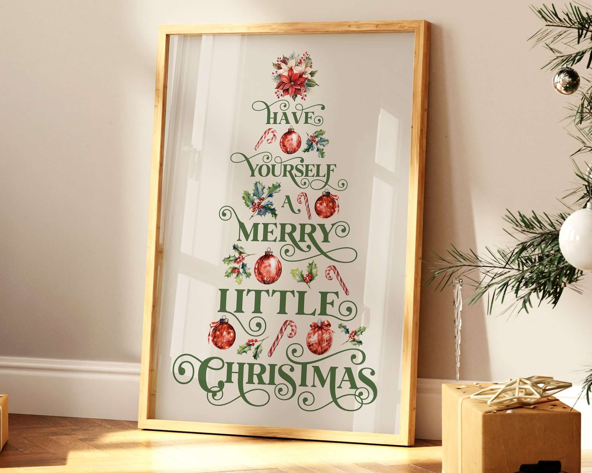 a picture of a christmas tree with presents under it