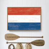 a picture of a flag hanging on a wall