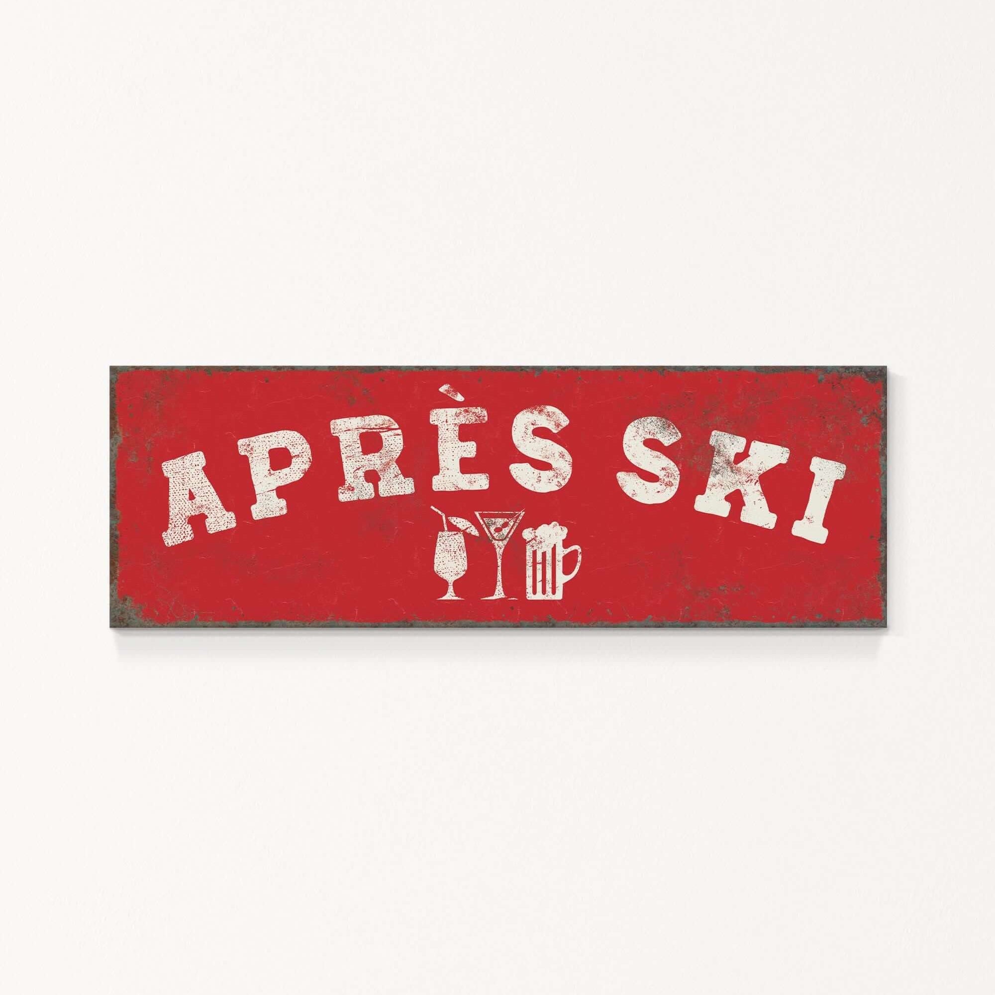 A red rectangular sign with the text "APRÈS SKI" in white letters.