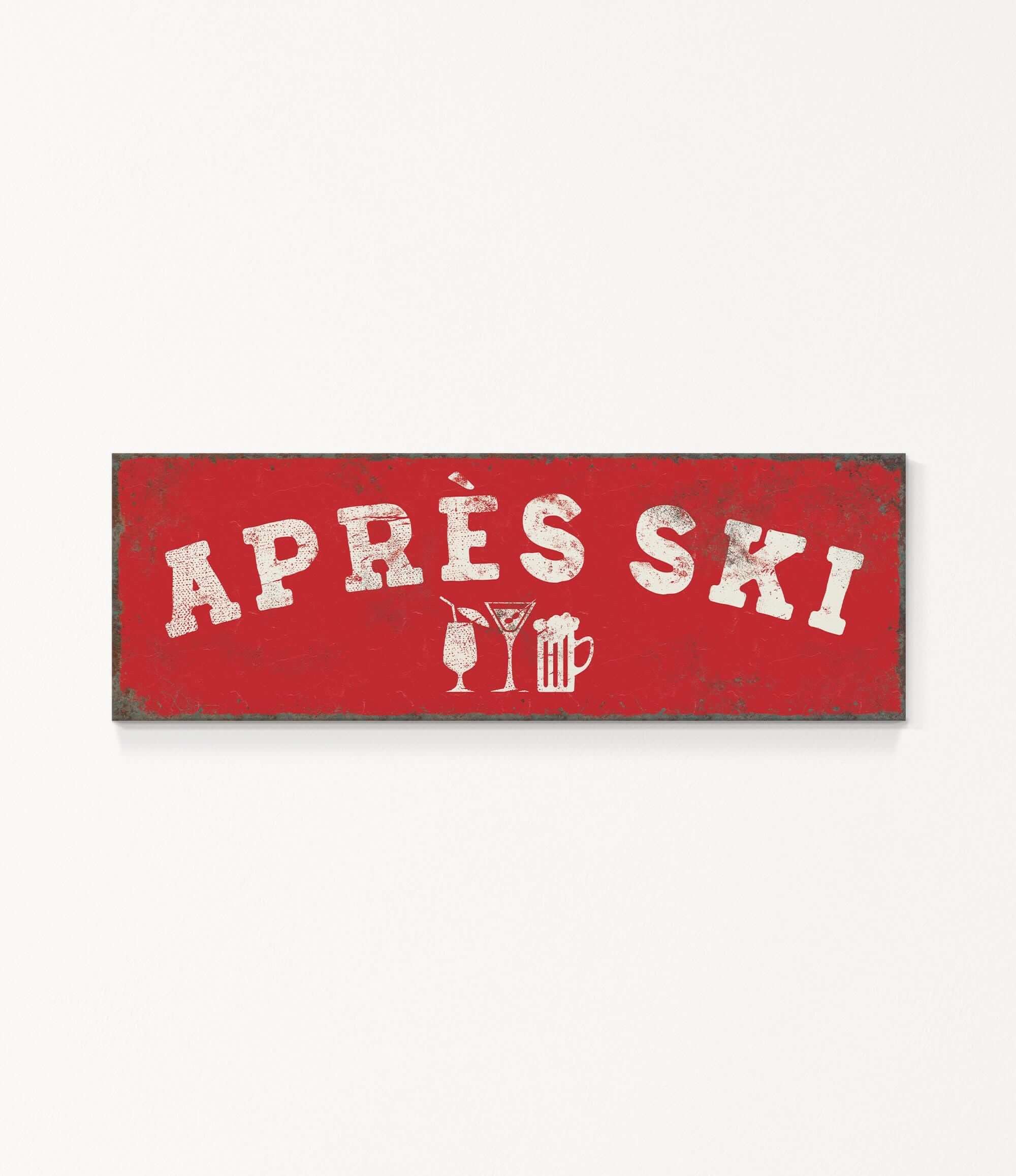 A red rectangular sign with the text "APRÈS SKI" in white letters.