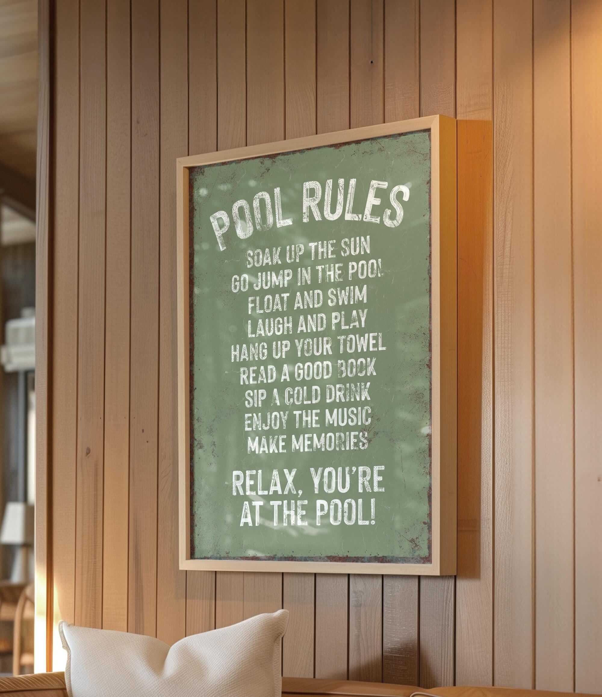 a sign hanging on the wall of a restaurant