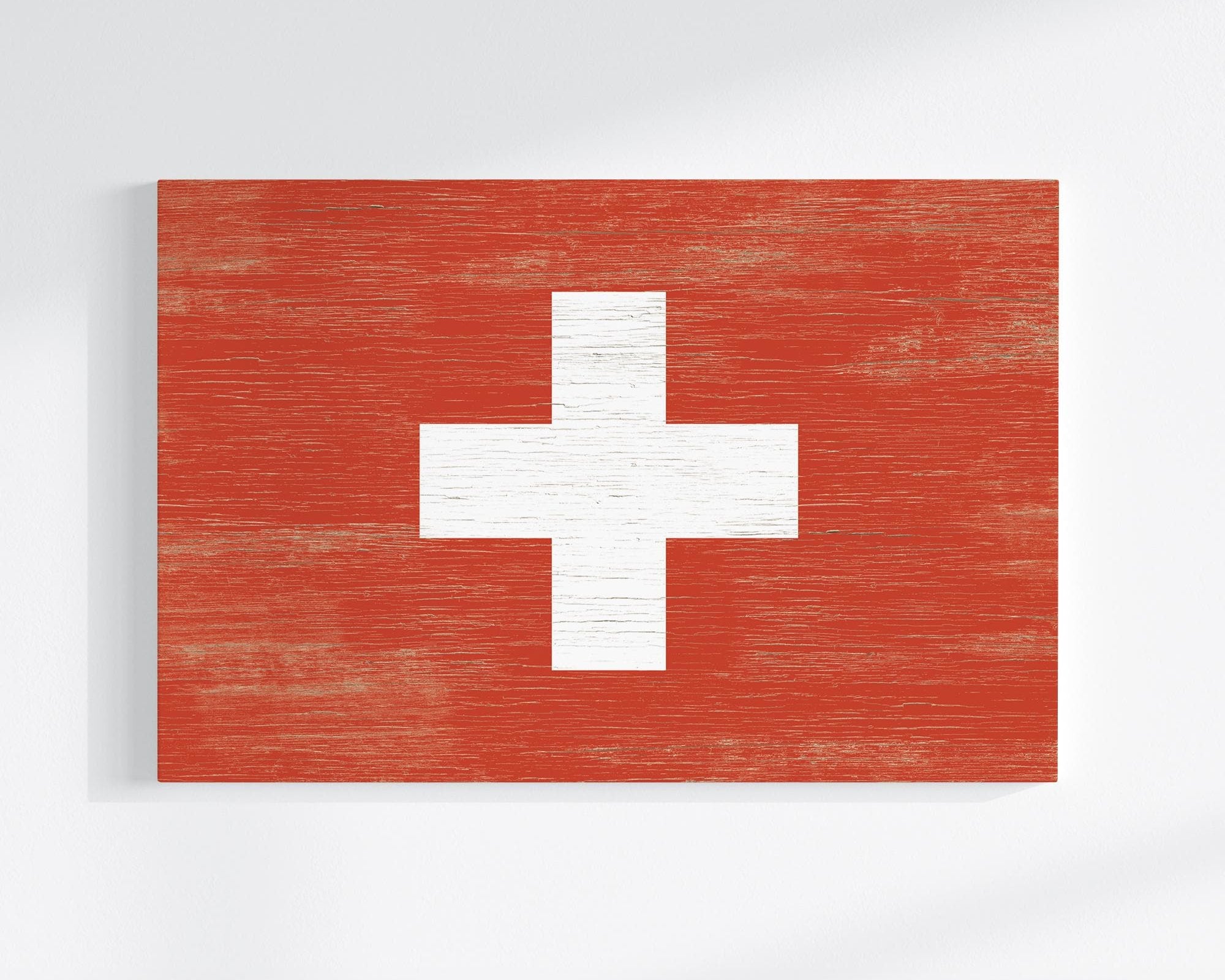 a Swiss flag, red with a white cross in the center.