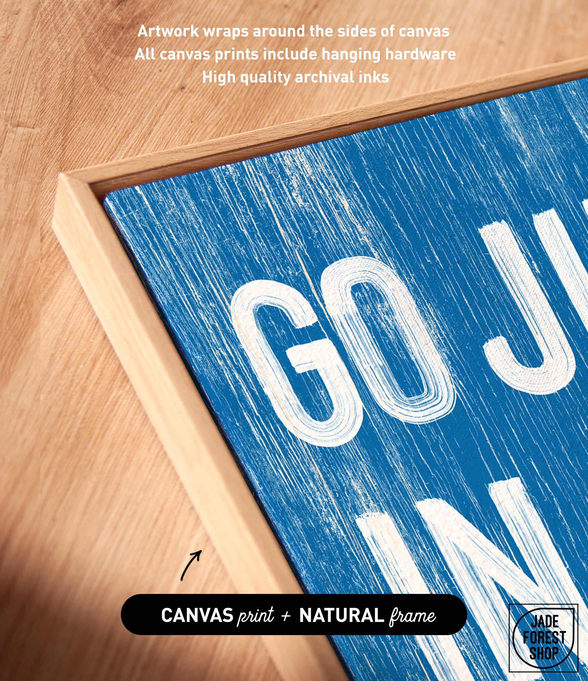 a picture of a blue and white sign that says go july