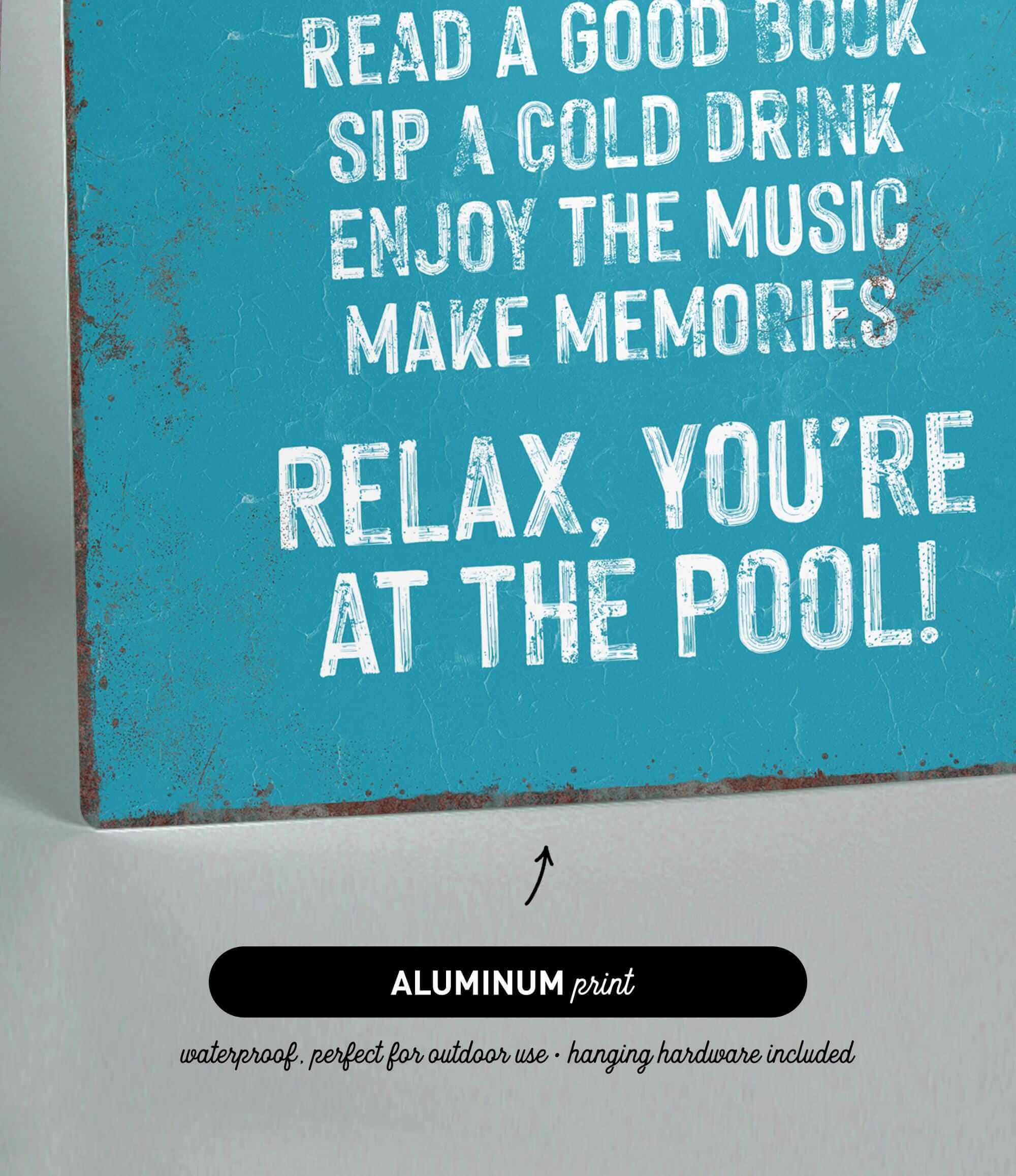 a blue sign that says relax you&#39;re at the pool
