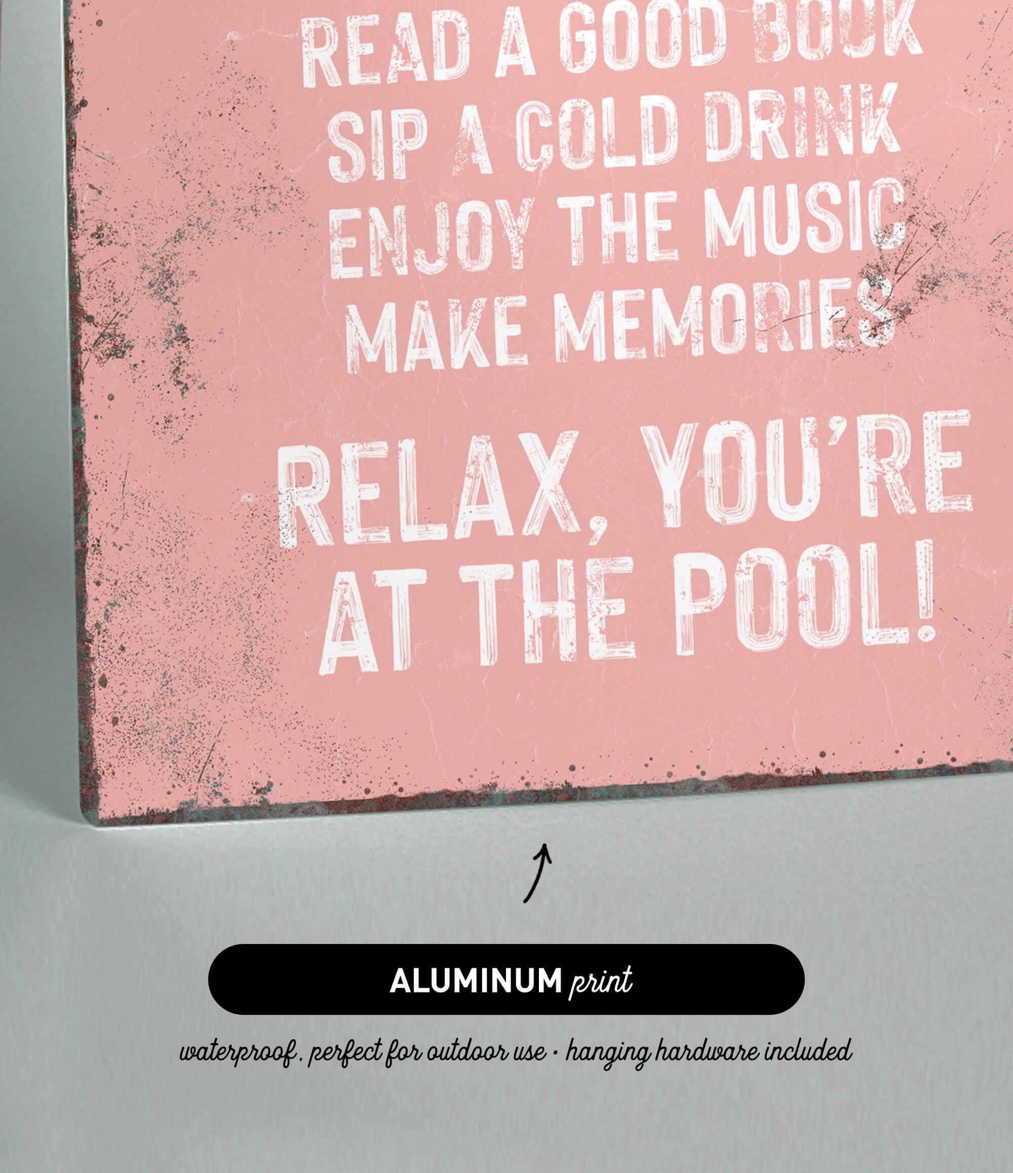 a pink sign that says relax you&#39;re at the pool