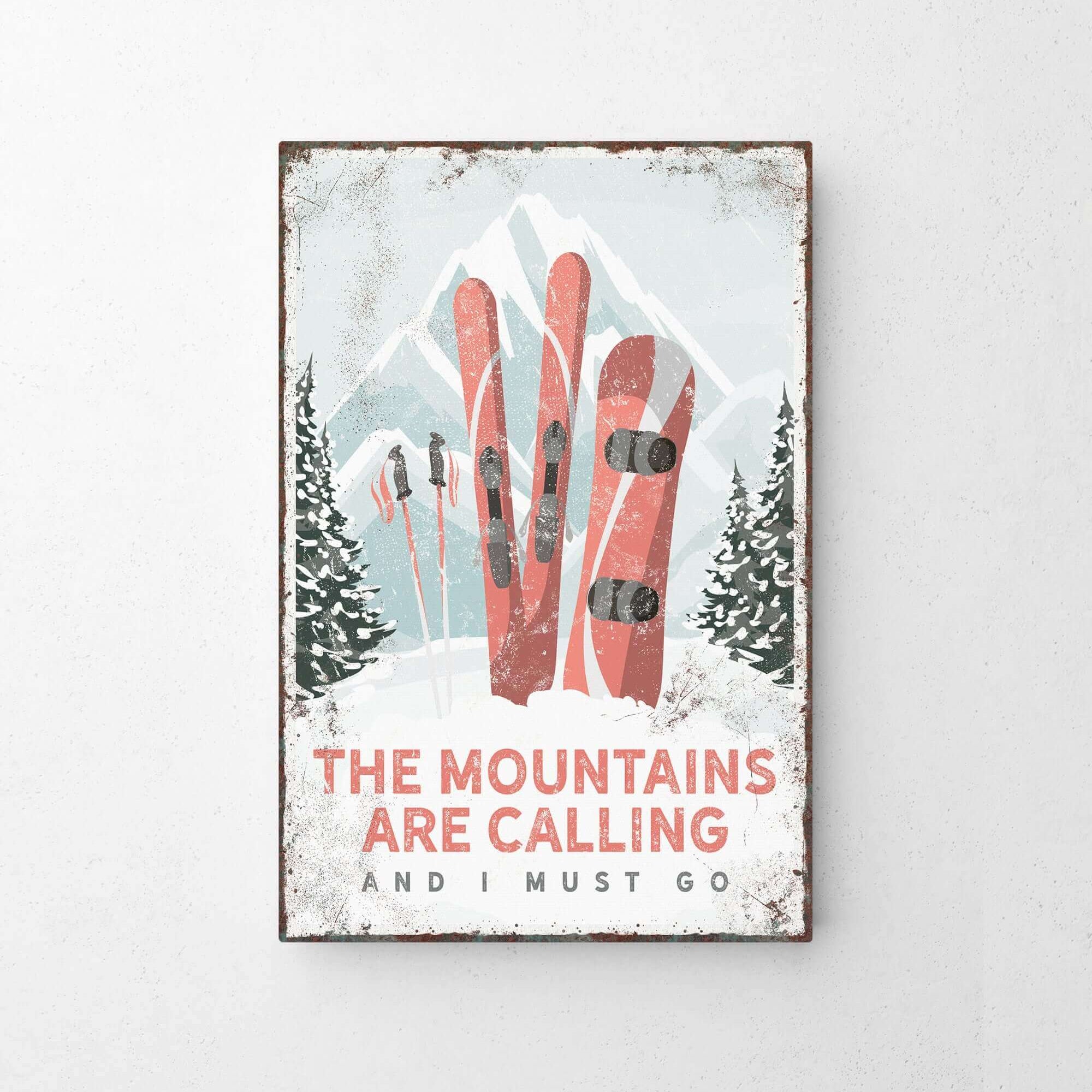 a picture of some skis hanging on a wall