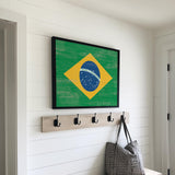 a picture of a flag hanging on a wall