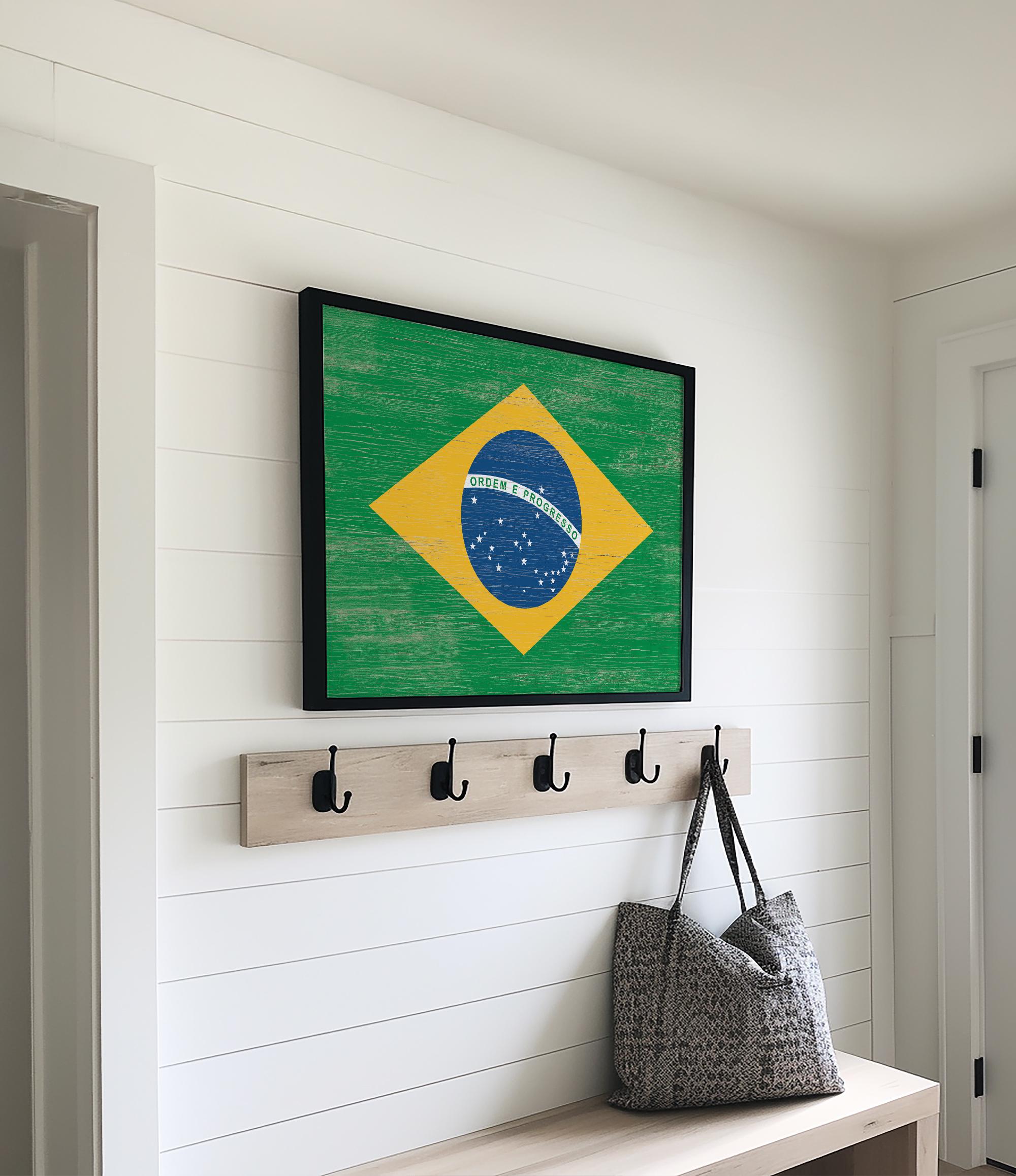 a picture of a flag hanging on a wall