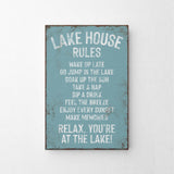 a sign on a wall that says lake house rules