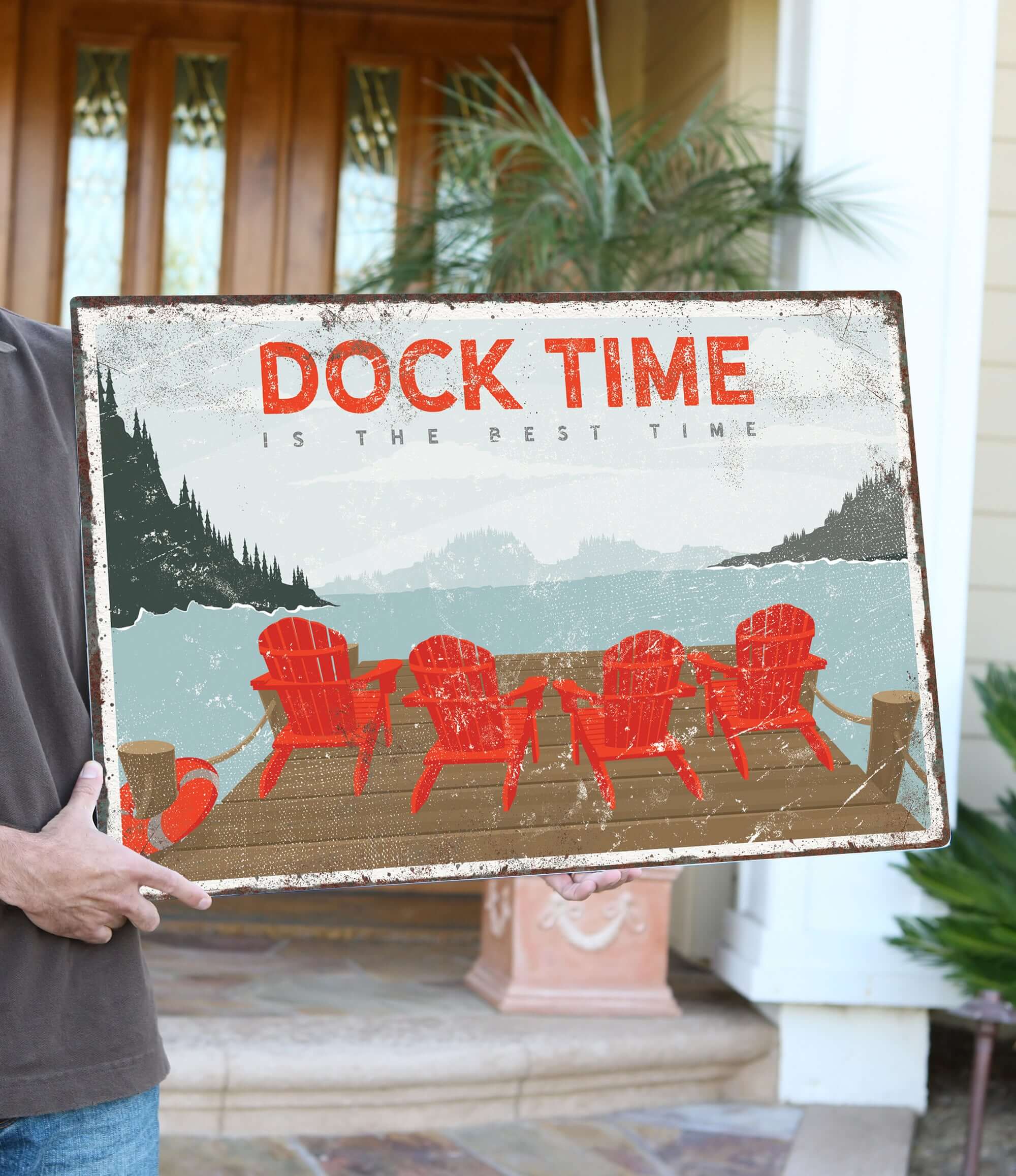 Dock Time Sign - Jade Forest Shop Vintage Red Decor