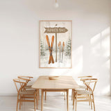 a dining room with a wooden table and chairs