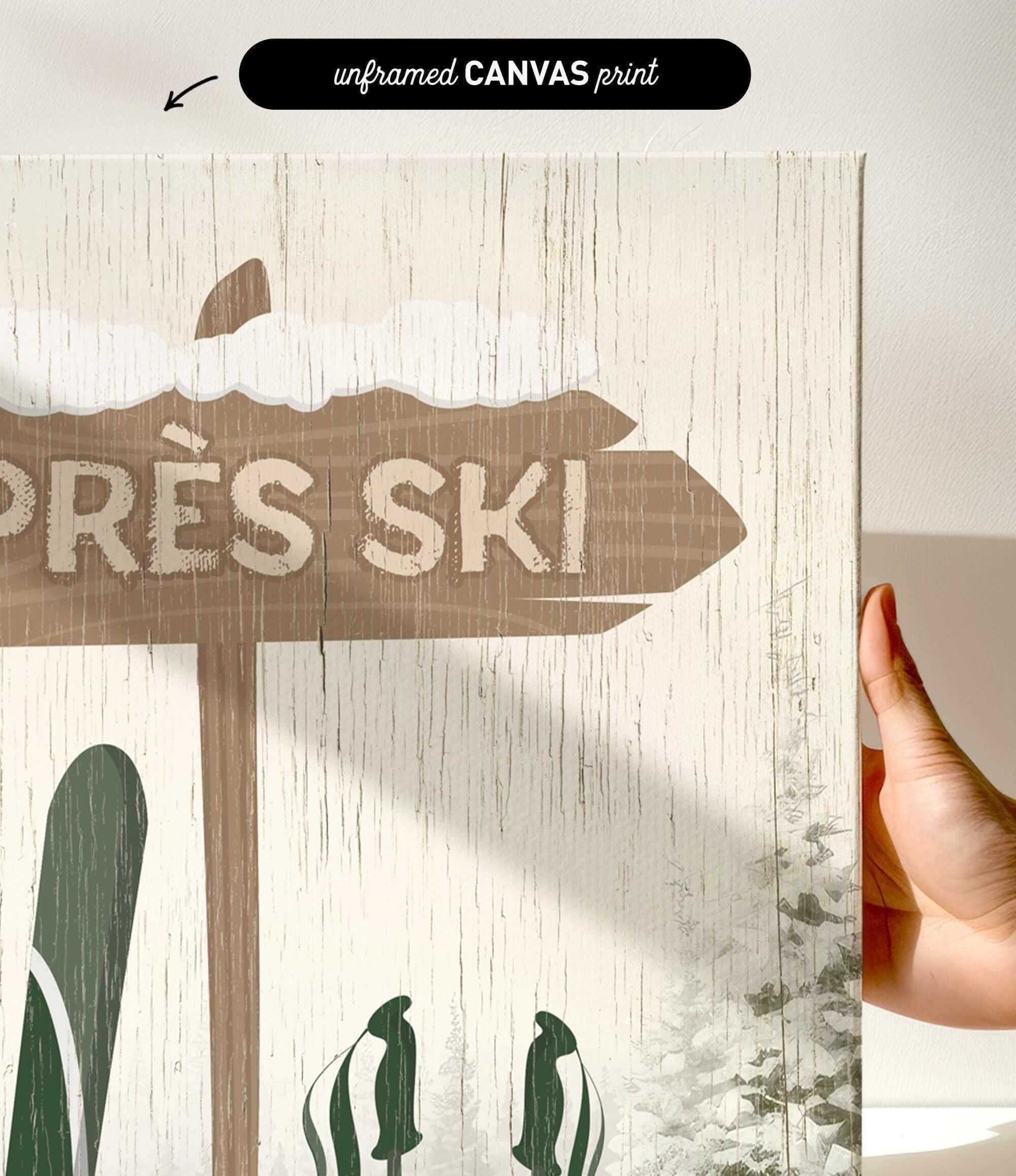 a hand holding a sign that says tres ski