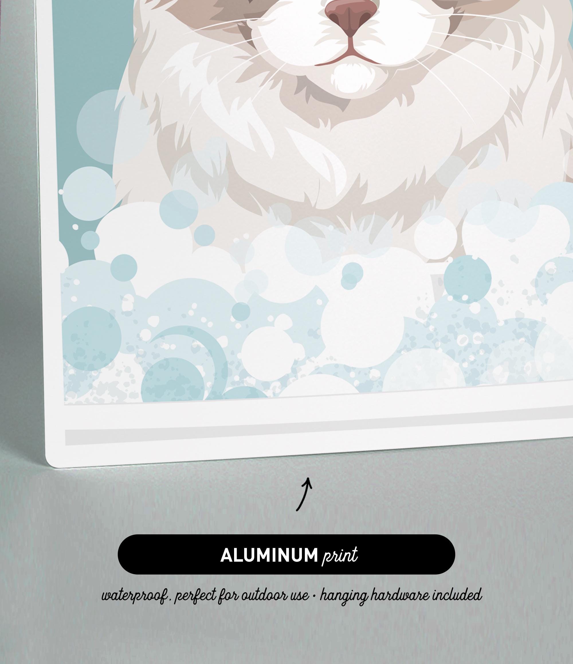 The image is an illustration of a cat with a bubble-like background, depicting a close-up view of the cat's face.