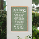 a picture of a pool rules sign on a wall