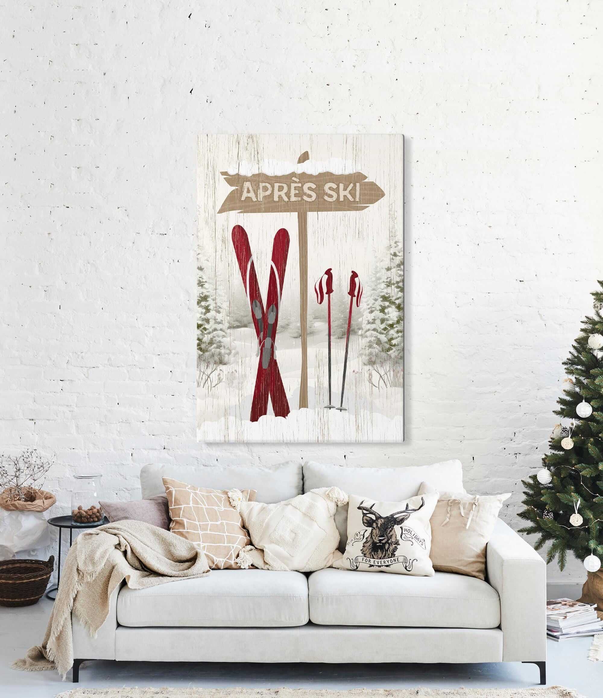 a living room with a couch and a christmas tree