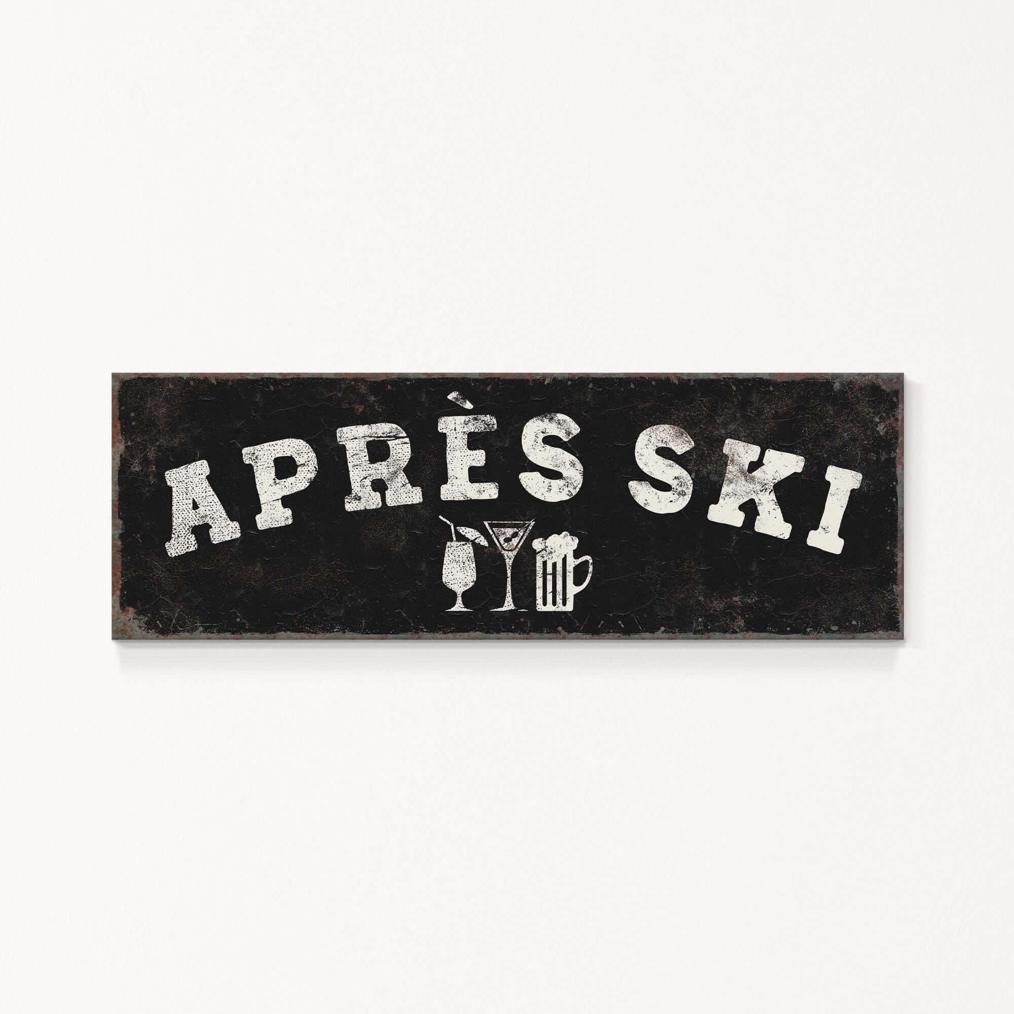 A black and white sign with the text "APRÈS SKI" in large letters.