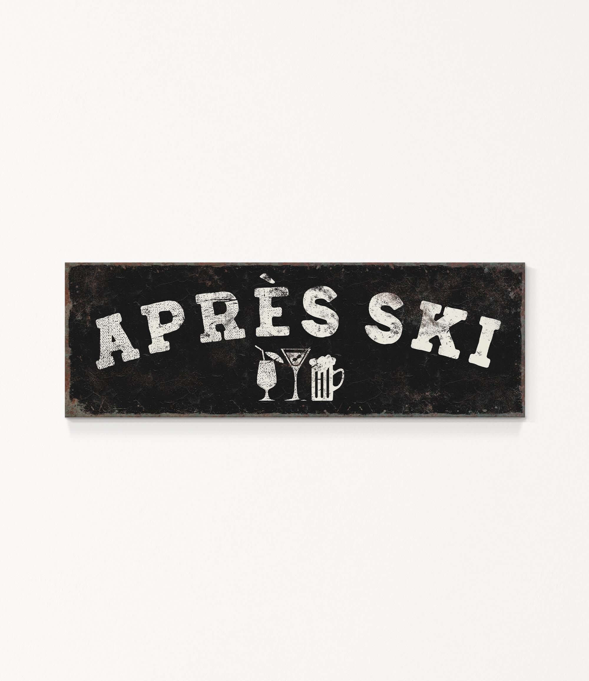 A black and white sign with the text "APRÈS SKI" in large letters.