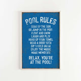 a picture of a pool rules sign hanging on a wall