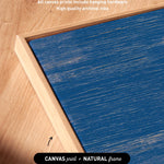 a close up of a wooden table with a blue top