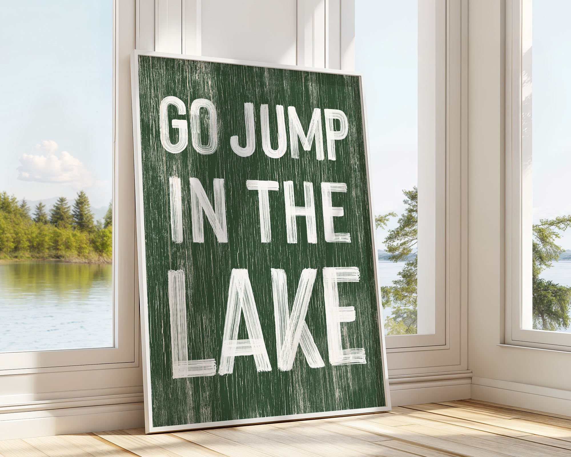 a sign that says go jump in the lake