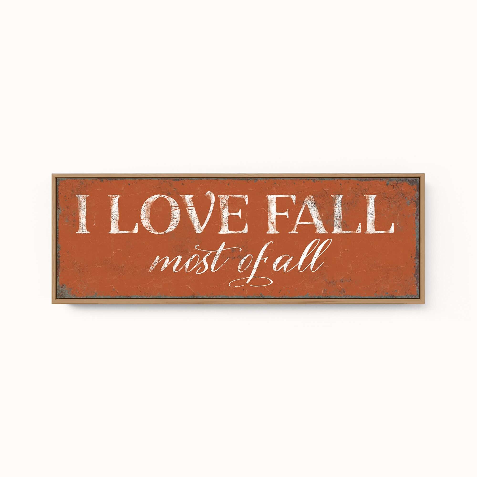 a wooden sign that says i love fall mist fall